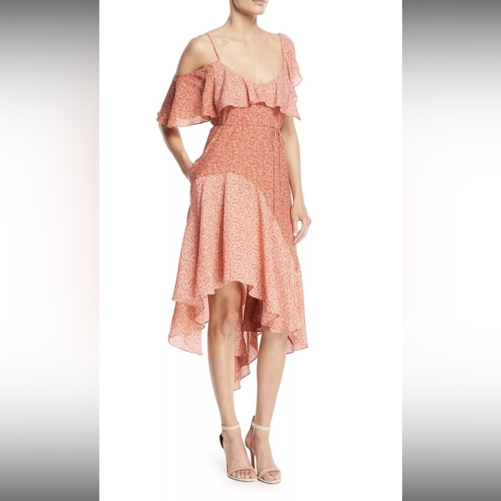 Joie Silk Dress One Shoulder Handkerchief XS Missing Belt